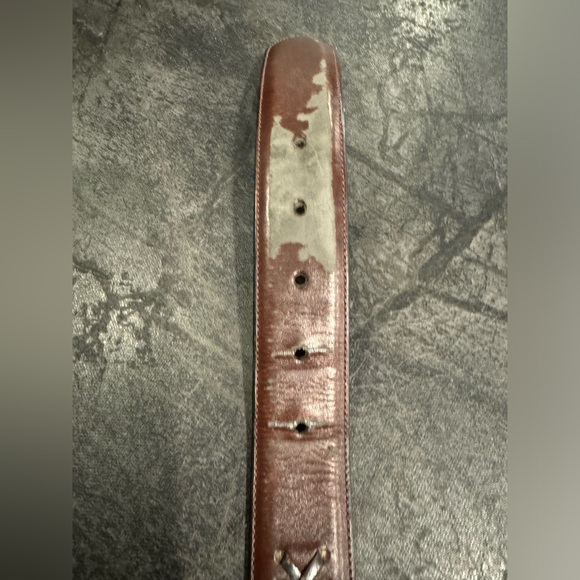 Columbia Men’s Brown and Black Genuine Leather Woven Trim Belt Size 36 - Picture 5 of 6